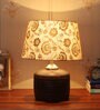 Beige & Gold Shade Table Lamp With Brown Terracotta Base