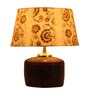 Beige & Gold Shade Table Lamp With Brown Terracotta Base