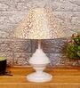 Beige & Gold Shade Table Lamp With Metal Base
