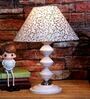 Beige & Gold Shade Table Lamp With Metal Base