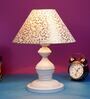 Beige & Gold Shade Table Lamp With Metal Base