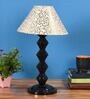 Beige & Gold Shade Table Lamp With Metal Base