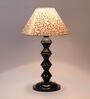 Beige & Gold Shade Table Lamp With Metal Base