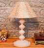 Beige & Gold Shade Table Lamp With Metal Base