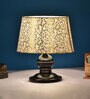 Beige & Gold Shade Table Lamp With Metal Base