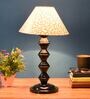 Beige & Gold Shade Table Lamp With Metal Base
