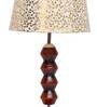 Petunia Beige and Gold Fabric Shade Night Lamp With Wood Base