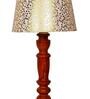 Delicea Beige and Gold Fabric Shade Night Lamp With Wood Base