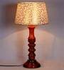 Fauci Beige and Gold Natural Fiber Shade Night Lamp With Wood Base