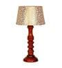 Fauci Beige and Gold Natural Fiber Shade Night Lamp With Wood Base