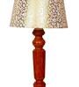 Century Beige and Gold Fabric Shade Night Lamp With Wood Base