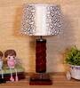 Chelsfield Beige and Gold Fabric Shade Night Lamp With Wood Base
