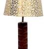 Chelsfield Beige and Gold Fabric Shade Night Lamp With Wood Base