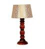 Lavery Beige and Gold Fabric Shade Night Lamp With Wood Base