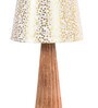Skyline Beige and Gold Fabric Shade Night Lamp With Wood Base