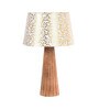 Skyline Beige and Gold Fabric Shade Night Lamp With Wood Base