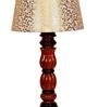 Lavery Beige and Gold Fabric Shade Night Lamp With Wood Base