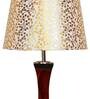 Trieste Beige and Gold Fabric Shade Night Lamp With Wood Base