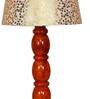 Mace Beige and Gold Fabric Shade Night Lamp With Wood Base