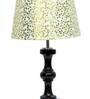 Vrikshya Beige and Gold Fabric Shade Night Lamp With Wood Base