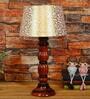 Lavery Beige and Gold Fabric Shade Night Lamp With Wood Base