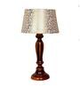 Adriana Beige and Gold Fabric Shade Night Lamp With Wood Base