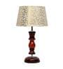 Turin Beige and Gold Fabric Shade Night Lamp With Wood Base