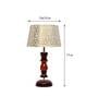 Turin Beige and Gold Fabric Shade Night Lamp With Wood Base