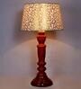 Delicea Beige and Gold Fabric Shade Night Lamp With Wood Base