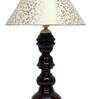 Estelle Beige and Gold Fabric Shade Night Lamp With Wood Base