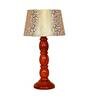 Mace Beige and Gold Fabric Shade Night Lamp With Wood Base
