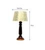 Intricately Beige and Gold Fabric Shade Night Lamp With Wood Base