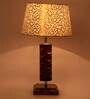 Chelsfield Beige and Gold Fabric Shade Night Lamp With Wood Base