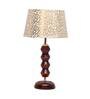 Petunia Beige and Gold Fabric Shade Night Lamp With Wood Base