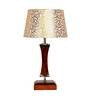 Trieste Beige and Gold Fabric Shade Night Lamp With Wood Base