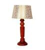 Century Beige and Gold Fabric Shade Night Lamp With Wood Base