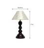 Estelle Beige and Gold Fabric Shade Night Lamp With Wood Base