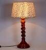 Siena Beige and Gold Fabric Shade Night Lamp With Wood Base
