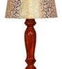 Shizen Beige and Gold Fabric Shade Night Lamp With Wood Base