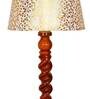 Siena Beige and Gold Fabric Shade Night Lamp With Wood Base