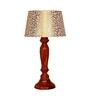 Shizen Beige and Gold Fabric Shade Night Lamp With Wood Base