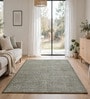 Beige & Green Geometric Wool And Cotton 8 X 5 Feet Hand Tufted Carpet