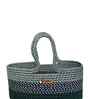 Beige & Green Polypropelyene Floris Tote Storage Basket