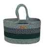 Beige & Green Polypropelyene Floris Tote Storage Basket