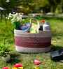 Beige & Maroon Polypropelyene Floris Tote Storage Basket