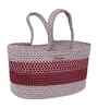 Beige & Maroon Polypropelyene Floris Tote Storage Basket