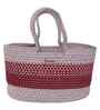 Beige & Maroon Polypropelyene Floris Tote Storage Basket