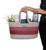 Beige & Maroon Polypropelyene Floris Tote Storage Basket