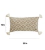 Beige & Natural 100% Combed Cotton Trellis 12X20 Inches Knitted Cushion Cover