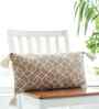 Beige & Natural 100% Combed Cotton Trellis 12X20 Inches Knitted Cushion Cover